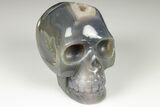 Polished Banded Agate Skull with Quartz Crystal Pocket #190460-2